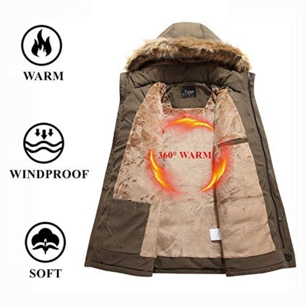 NWT Yozai Mens 2XLWinter Parka Insulated Warm Jacket Military Coat Faux Fur… - Picture 6 of 10